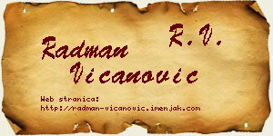 Radman Vicanović vizit kartica